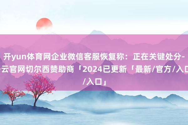 开yun体育网企业微信客服恢复称：正在关键处分-开云官网切尔西赞助商「2024已更新「最新/官方/入口」